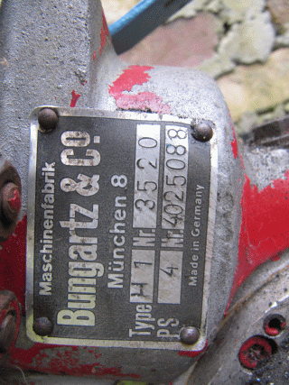 Bungartz H1 Typenschild