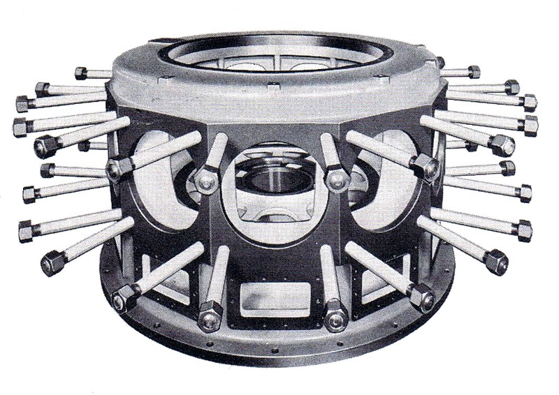 Kurbelgehäuse des 11-Zylindermotors