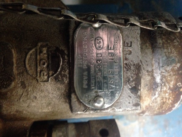 Typenschild aus Jugoslavien